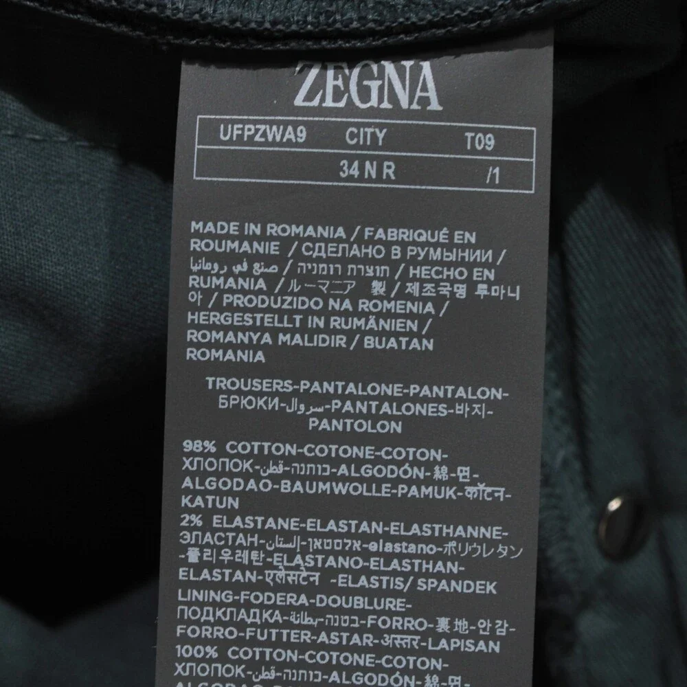 Zegna NWT Roccia 5 Pocket Jean Cut Trousers Size 34 R in Blue Cotton Blend